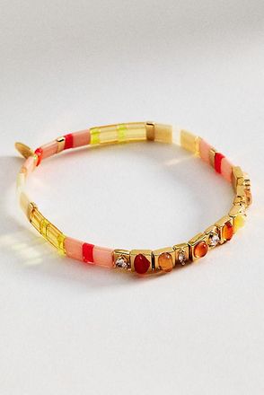 Anthropologie Colorful Beaded Chicklet Stretch Bracelet