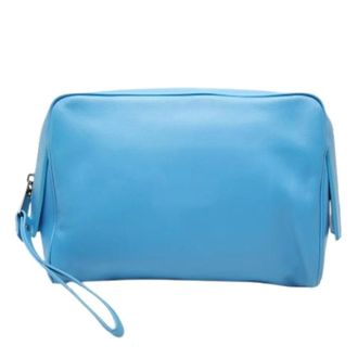 Bottega Veneta Pre-owned Vintage Leren Clutch - Dames - Pre-owned - Blauw - Maat: ONE Size Leer