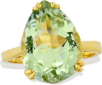 Savvy Cie Jewels 18K GOLD PLATED OVER STERLING SILVER.925 6.80GTW CITRINE PEAR SHAPE RING