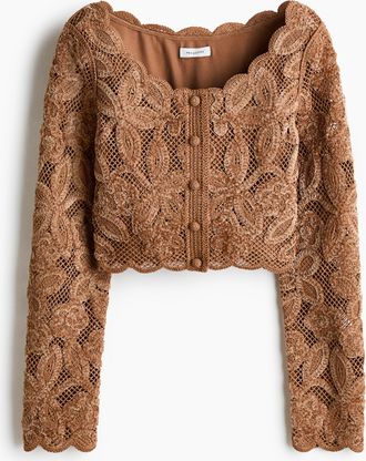 H&M Kurzes Shirt im H&auml;kellook - Beige