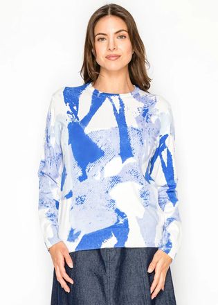 YAL New York Blue Abstract Knit Sweater
