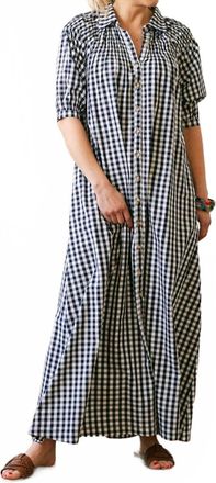 Sunshine Tienda Gingham Oasis Maxi Dress In Navy