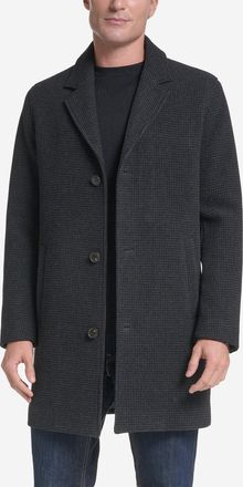 Cole Haan Mens Plaid Topper Coat - Grey Size Medium