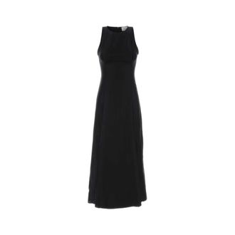Loulou Studio Gowns, female, Black, Size: M Iraka Silk Twill Midi Dress