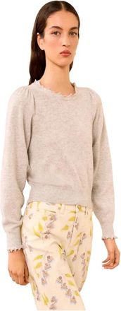 Ulla Johnson Adette Pullover - Dames - Ronde hals truien - Grijs - M - Kasjmier - Truien & Vesten