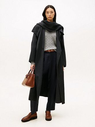Tommy Hilfiger Wool Blend Oversized Longline Scarf Coat