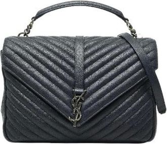 Saint Laurent Pre-owned Handbags, female, Black, Size: ONE SIZE Pre-owned Vintage Leather Handbag