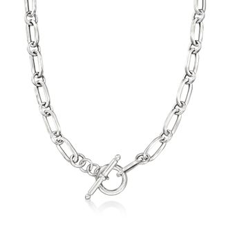 Ross-Simons Italian Sterling Silver Paper Clip Link Toggle Necklace