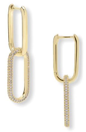 Melinda Maria Carrie Pav&eacute; Chain Convertible Drop Hoop Earrings in Gold at Nordstrom