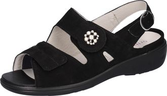 Waldl&auml;ufer Riemchensandale WALDL&Auml;UFER Kara-Soft, Damen, Gr. 3,5 (36), schwarz, Nubukleder, Textil, unifarben, Schuhe Riemchensandale, Sommerschuh, Sandalette, Ke