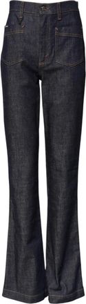 Dolce & Gabbana Blauwe High Waist Flared Denim Jeans - Dames - Bootcut Jeans - Blauw - 2XS - Denim - Jeans