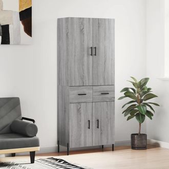 vidaXL Aparador Alto Madera Contrachapada Gris Sonoma 69,5x34x180 Cm Vidaxl