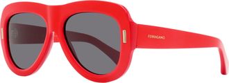 Ferragamo Ferragamo Womens Thick-Rimmed Pilot Sunglasses SF2029SE 600 Red 57mm
