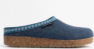 Haflinger Franzl Womens Felt Clogs Jeans Blue Textile - Size UK 4