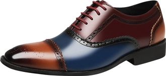 Generic Mens Leather Formal Shoes, Patent Shoe Lace Up Brogues Derbys Shoes Splicing Wedding Shoe Breathable Dress Business Loafers British Suit Loafer Retro 
