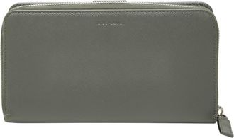 Prada Gray Saffiano Triangle Leather Long Wallet (Bi-Fold) (Pre-Owned)