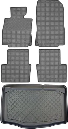 OEM Mazda 2 Iii Dj Hatchback (5 Puertas) Desde 02.2015 Set - Alfombrillas De Goma Para Coche + Alfombrilla Para Maletero