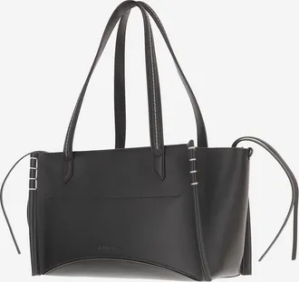 J.W.Anderson Womens Shoulder Bag Elongated Cabas Leather Black