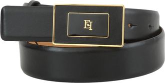 Elisabetta Franchi Leren Riem met Logo Plaque - Dames - Riemen - Zwart - XS - Leer - Accessoires