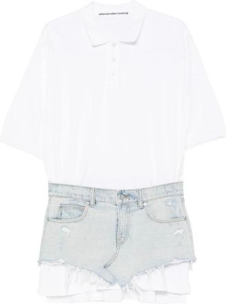 Alexander Wang Gelaagde Denim-Paneel Mini Jurk - Dames - Shirt Kleedjes - Wit - XS - Denim - Kleedjes