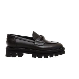 AGL Loafers, female, Black, 6 UK, Black Leather Bow Moccasins