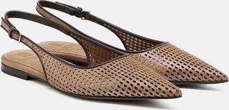 Brunello Cucinelli Perforated leather slingback flats