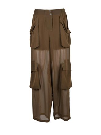 Pinko Sottocasa Voile Trousers - Olive Green