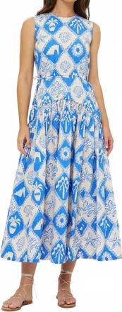 Oliphant Sleeveless Piped Maxi Dress In Asterias Blue