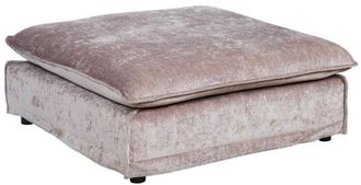 Global Interiors Grosses Samt Hocker Lord 100 x 100 cm mit abnehmbaren Bezug - Taupe