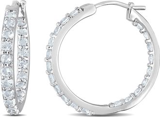 Mimi & Max 2 3/8ct TGW Aquamarine Inside Outside Hoop Earrings in Sterling Silver