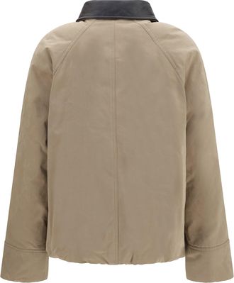 Brunello Cucinelli Womens Padded Down Jacket With Leather Collar Fungo Cotton; Polyester; Polyamide Coat