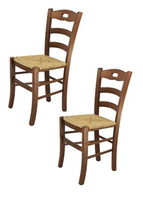 Tommychairs Tommychairs 2 Sillas Savoie En Haya Nogal Claro Y Asiento Paja