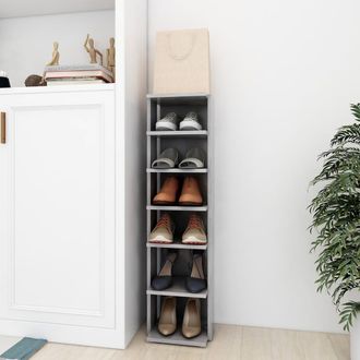 vidaXL Scarpiera Grigio Cemento 27,5x27x102 Cm In Legno Multistrato - Vidaxl