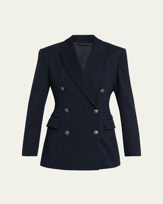 Brunello Cucinelli Herringbone Double-Breasted Jacket