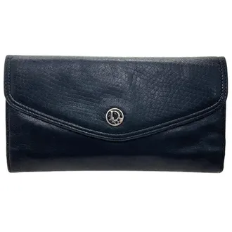 Dior Black Leather Long Wallet (Tri-Fold) (Pre-Owned)