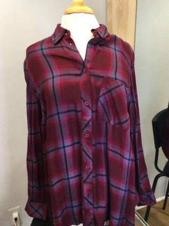 Beach Lunch Lounge Womens Charley Plaid Button Down Shirt In School House