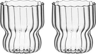 OEM Juego De 2 Vasos De 295 Ml Con Borde Ondulado. Vasos Creativos Con Borde Ondulado. Vasos Retro Con Borde Ondulado. Vasos Retro Con Borde Ondulado
