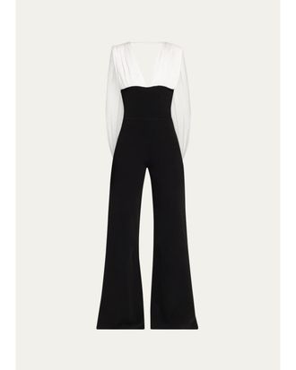 Et Ochs Tilden Plunging Draped Jumpsuit