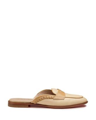 Santoni Womens Leather and Fabric Mule in Natural at Nordstrom, Size 7.5