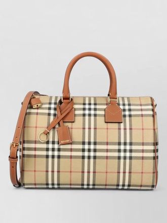 Burberry check tote bag detachable strap gold hardware