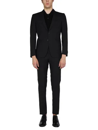 Tonello Peaked Lapel Wool Pant Suit - Black