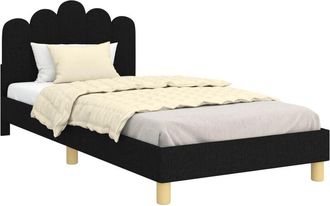 vidaXL Cama Para Ni&ntilde;os Con Cabecero Negro 90 X 190 Cm Tela Vidaxl