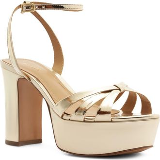 Arezzo Veronica Ankle Strap Platform Sandal in Platino at Nordstrom, Size 9.5