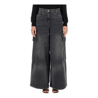 Palm Angels Wide Jeans, female, Gray, Size: W27 Wide Parachute Jeans