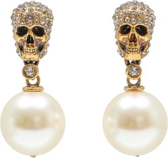 Alexander McQueen Pearl Pave Skull Earrings - female - Alexander McQueen - Earrings - White - ONE SIZE - Accessories