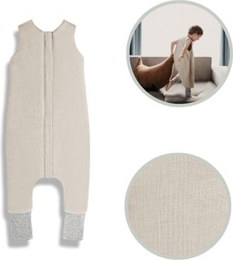 OEM Saco De Dormir De Muselina Con Pies, Talla S (1-2 A&ntilde;os), Color Beige