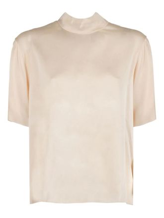 Forte_Forte short-sleeve blouse - women - Silk/Spandex/Elastane - III - Neutrals
