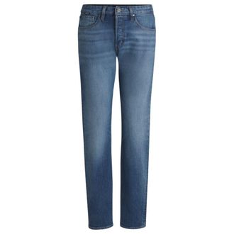 BOSS Straight-fit jeans in faded-blue comfort-stretch denim