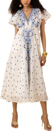 Hale Bob Linen-Blend Ellianna Midi Dress