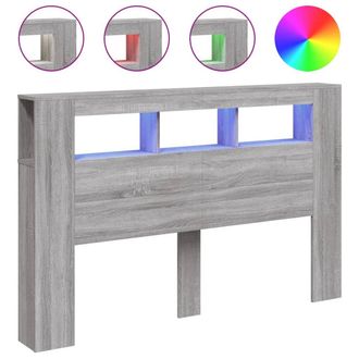 vidaXL Cabecero Led Madera Ingenier&iacute;a Gris Sonoma 160x18,5x103,5 Cm Vidaxl